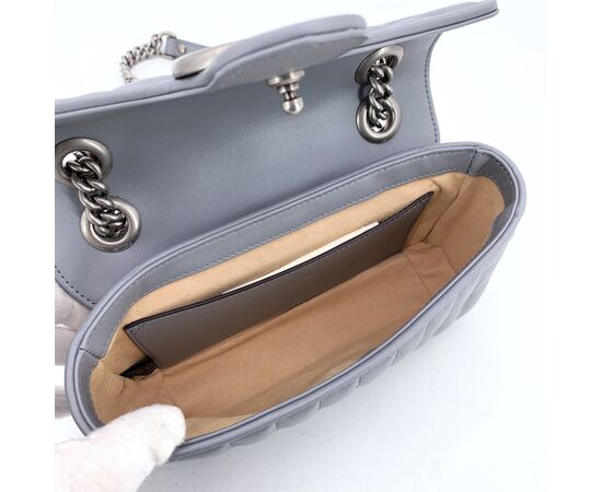 GUCCI Borsa a Tracolla in Pelle Col. Grigio GG Marmont S