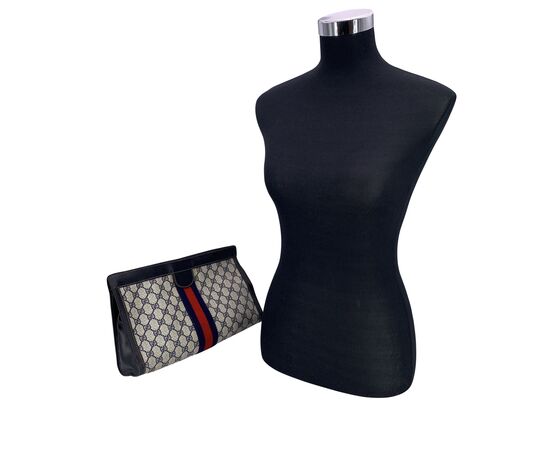 GUCCI Pochette Vintage in Tela Col. Blu Ophidia M