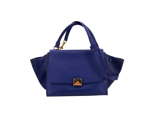 CELINE Borsa a Mano in Pelle Col. Blu Trapeze M