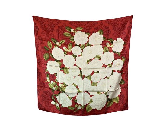 CHANEL Foulard Vintage in Seta Col. Rosso Camelia