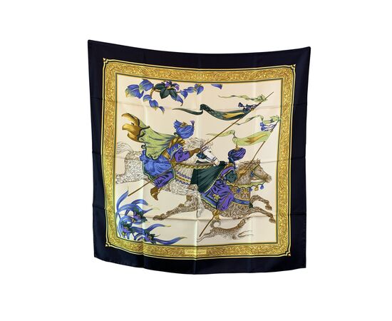 SALVATORE FERRAGAMO Foulard Vintage in Seta Col. Blu