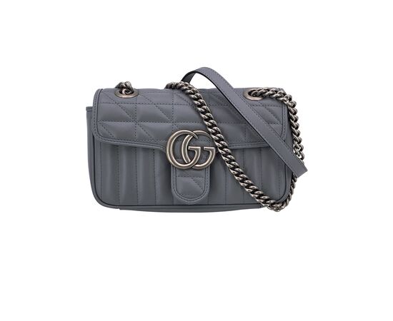 GUCCI Borsa a Tracolla in Pelle Col. Grigio GG Marmont S