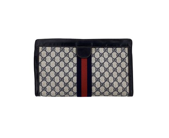 GUCCI Pochette Vintage in Tela Col. Blu Ophidia M