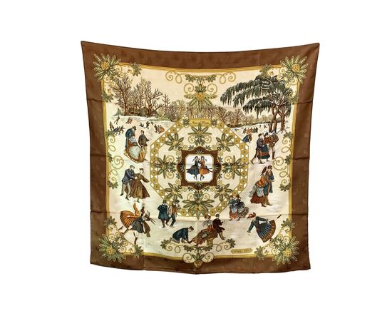 HERMES Foulard Vintage in Seta Col. Marrone Carre 90