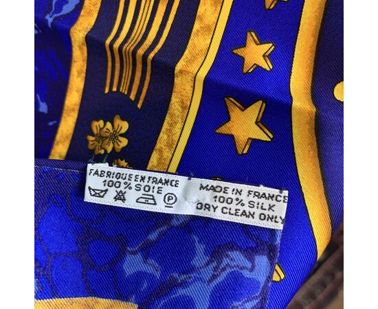 HERMES Foulard Vintage in Seta Col. Blu Carre 90