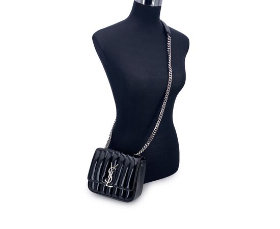 SAINT LAURENT Borsa a Tracolla in Pelle Lucida Col. Nero Vicky S
