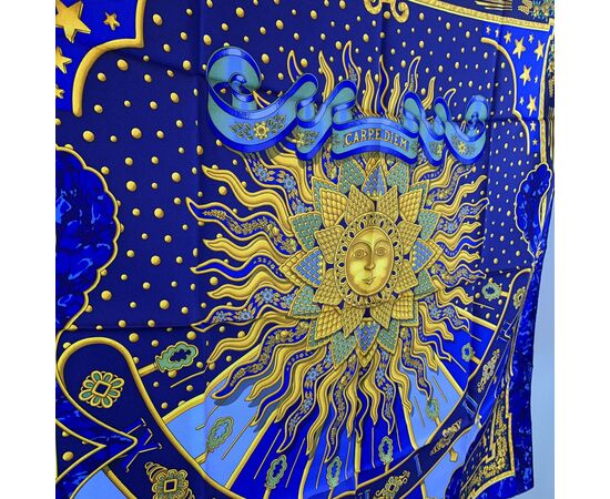 HERMES Foulard Vintage in Seta Col. Blu Carre 90