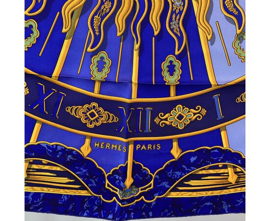 HERMES Foulard Vintage in Seta Col. Blu Carre 90