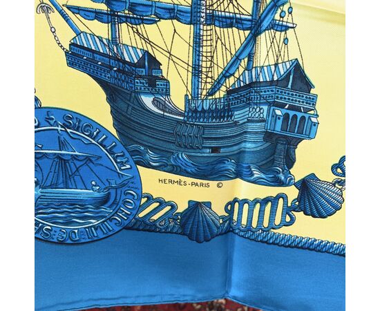 HERMES Foulard Vintage in Seta Col. Turchese Carre 90