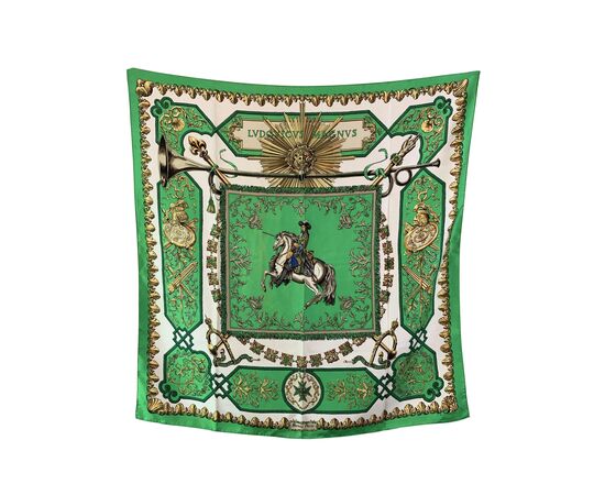 HERMES Foulard Vintage in Seta Col. Verde Carre 90