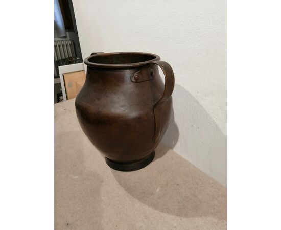 19th century copper vase with two handles