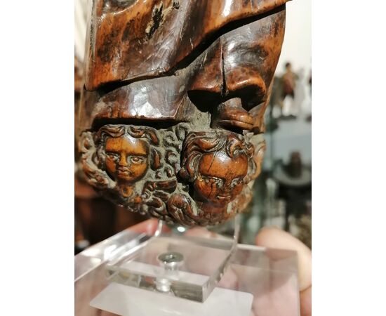 15th-century wooden sculpture - Magdalene carried by angels