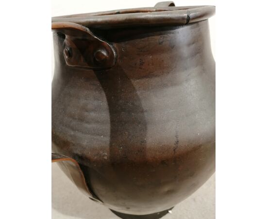 19th century copper vase with two handles