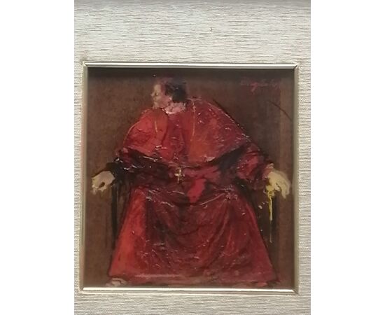 Angelo Tassi (Bologna, October 9, 1937) portrait of a Cardinal - signed