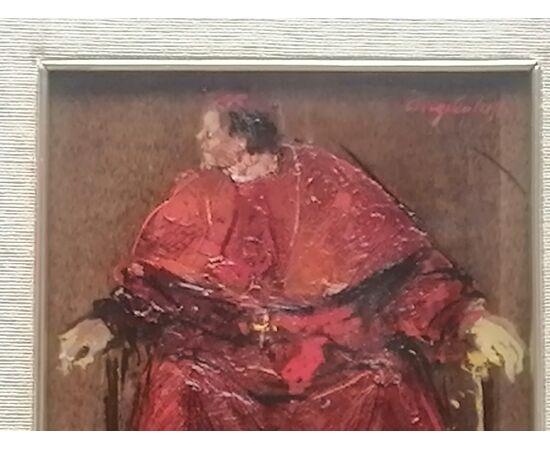 Angelo Tassi (Bologna, October 9, 1937) portrait of a Cardinal - signed
