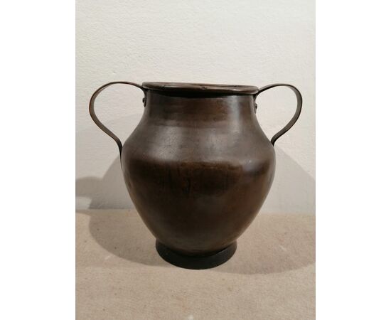 19th century copper vase with two handles