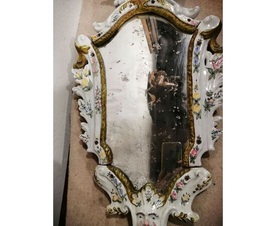 Coppia di specchiere del '700 in maiolica - Bassano