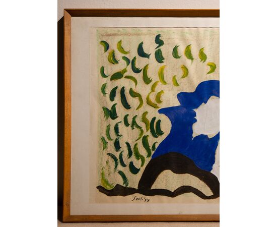 Virgilio Guidi (Rome, April 4, 1891 – Venice, January 7, 1984) painting from 1958, signed and with authentication by his daughter signed on the back.