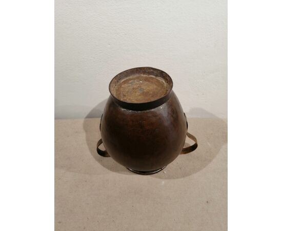 19th century copper vase with two handles