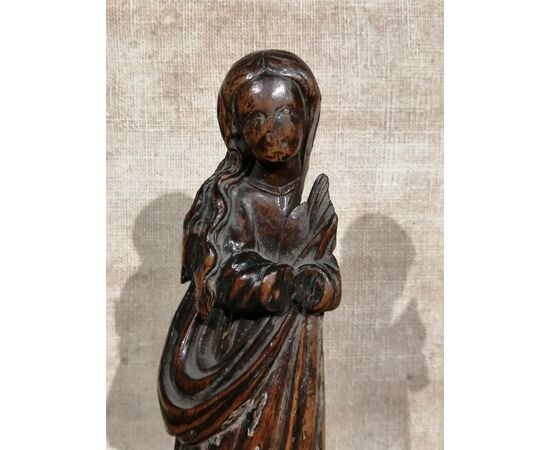 15th-century wooden sculpture - Magdalene carried by angels