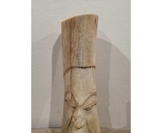 Antique African bone sculpture depicting a face - 19th century