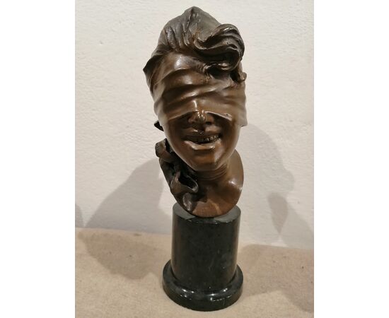 Neapolitan bronze from the late 19th century depicting Fortune