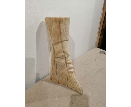 Antique African bone sculpture depicting a face - 19th century