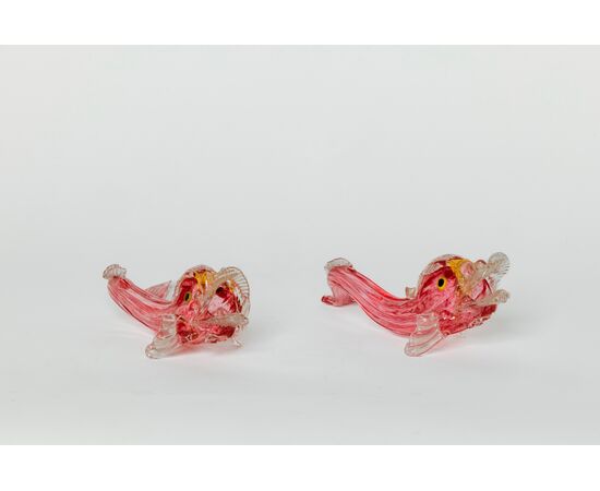 Coppia di pesci in vetro di Murano - Salviati primi anni del '900 - piccole mancanze