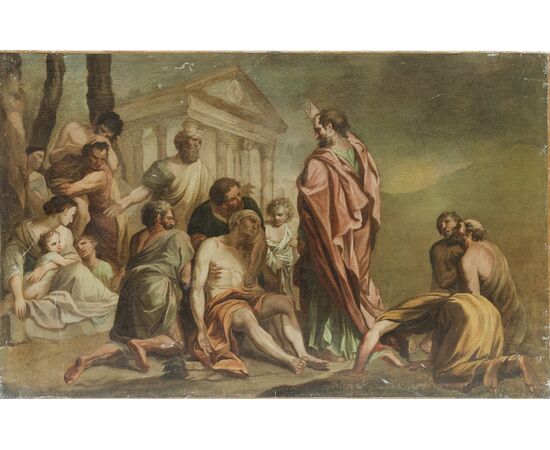 San Pietro guarisce lo storpio - Scuola italiana XVIII secolo - olio su tela