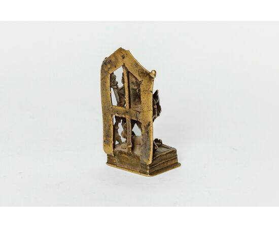 Small gilded metal sculpture depicting Hindu deity, Mahisa Suramardini/Durga - India 19th century