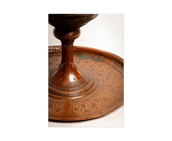 Finely crafted Middle Eastern copper candlestick. 19th century