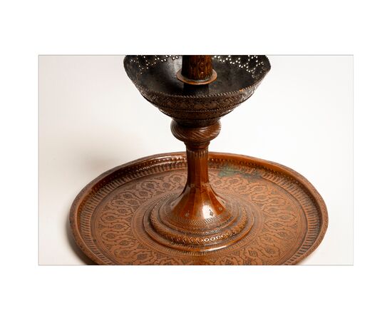 Finely crafted Middle Eastern copper candlestick. 19th century