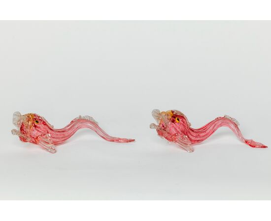 Coppia di pesci in vetro di Murano - Salviati primi anni del '900 - piccole mancanze