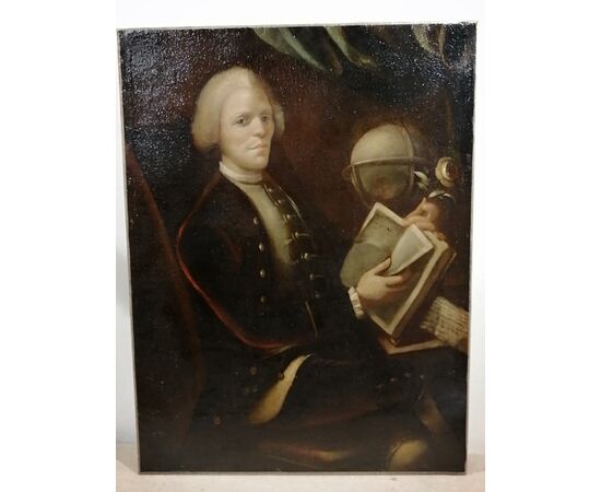 Ritratto di studioso nel suo laboratorio - '700 - Olio su tela