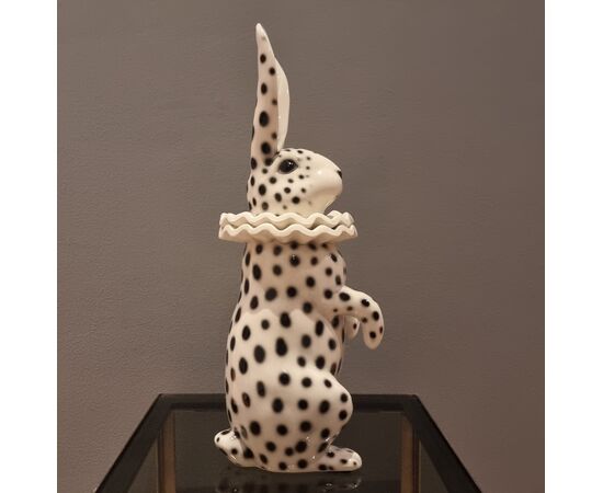 Ceramic rabbit painted with Pierrot costume