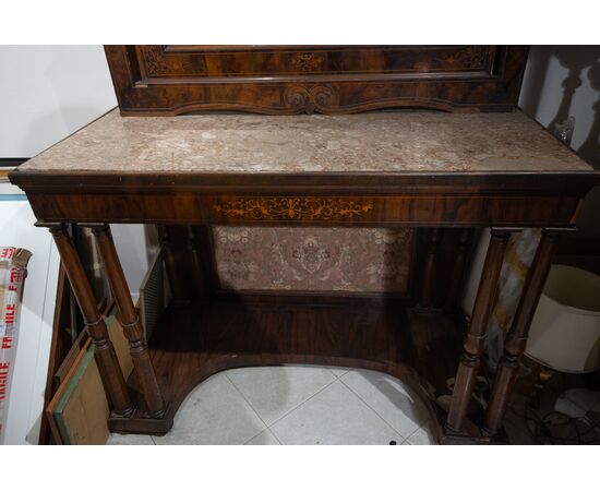 Grande consolle con specchiera e piano in marmo - Carlo X primi '800 - restauri necessari