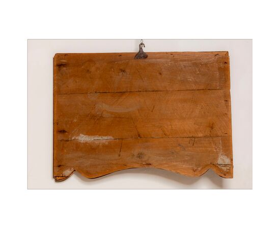 18th century Capriccio on panel with caricatured figures and shaped frame