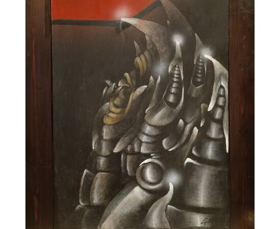 Pittura Brutalista anni '60/70 su tela : arte moderna