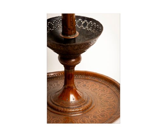 Finely crafted Middle Eastern copper candlestick. 19th century