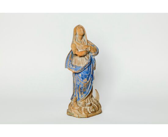 Madonna in terracotta con policromia originale - XVIII secolo