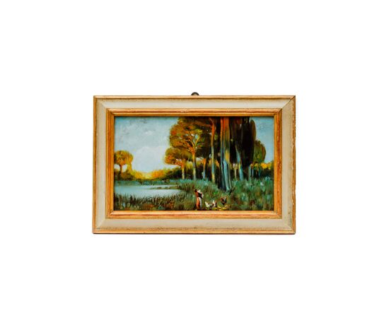 Landscape - Italy early 1900s - contemporary frame - Oil on canvas
