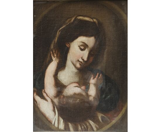 Madonna and Child - Italy 17th Century - Antique Frame - Oil on Canvas