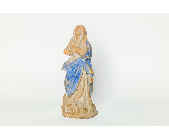 Madonna in terracotta con policromia originale - XVIII secolo