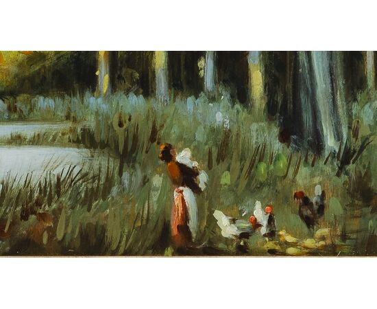 Landscape - Italy early 1900s - contemporary frame - Oil on canvas