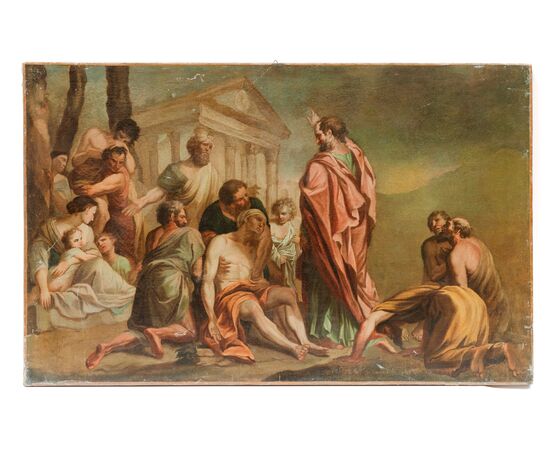 San Pietro guarisce lo storpio - Scuola italiana XVIII secolo - olio su tela