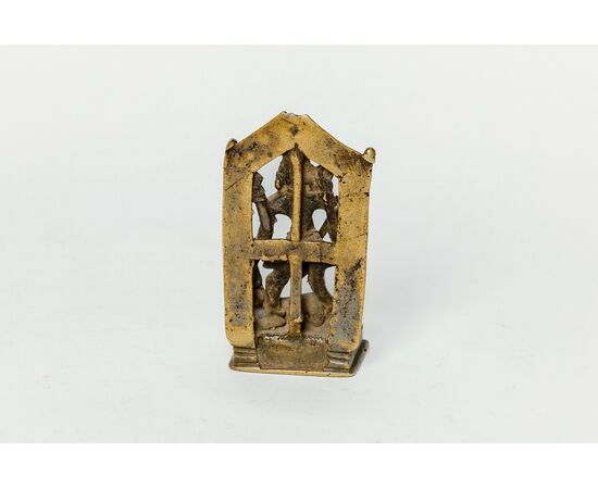 Small gilded metal sculpture depicting Hindu deity, Mahisa Suramardini/Durga - India 19th century