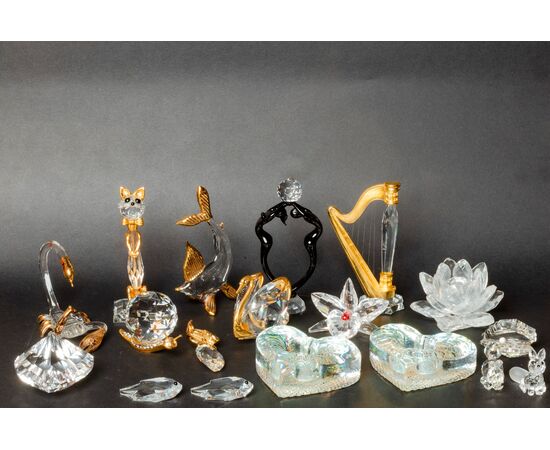Group of 18 various Swarovski items - 1980s - Crystal and metal