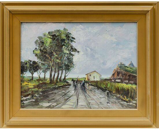 Pair of landscapes signed De Mattia - Italy 20th century - Oil on canvas