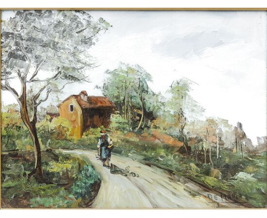 Pair of landscapes signed De Mattia - Italy 20th century - Oil on canvas