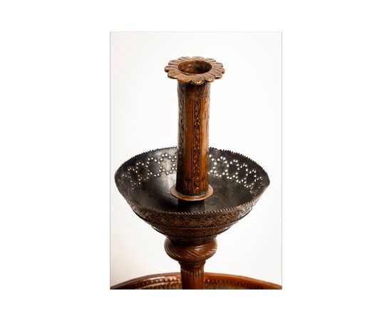 Finely crafted Middle Eastern copper candlestick. 19th century